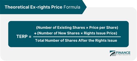 The ex-rights market price generally falls due to an increase in the number of shares in the market and the discount given for the rights issue. The ex-rights price is known as Theoretical ex-rights price (TERP) rather than just ex-rights price when it comes to the derivation of the value of a company's shares immediately after the rights issue ... 